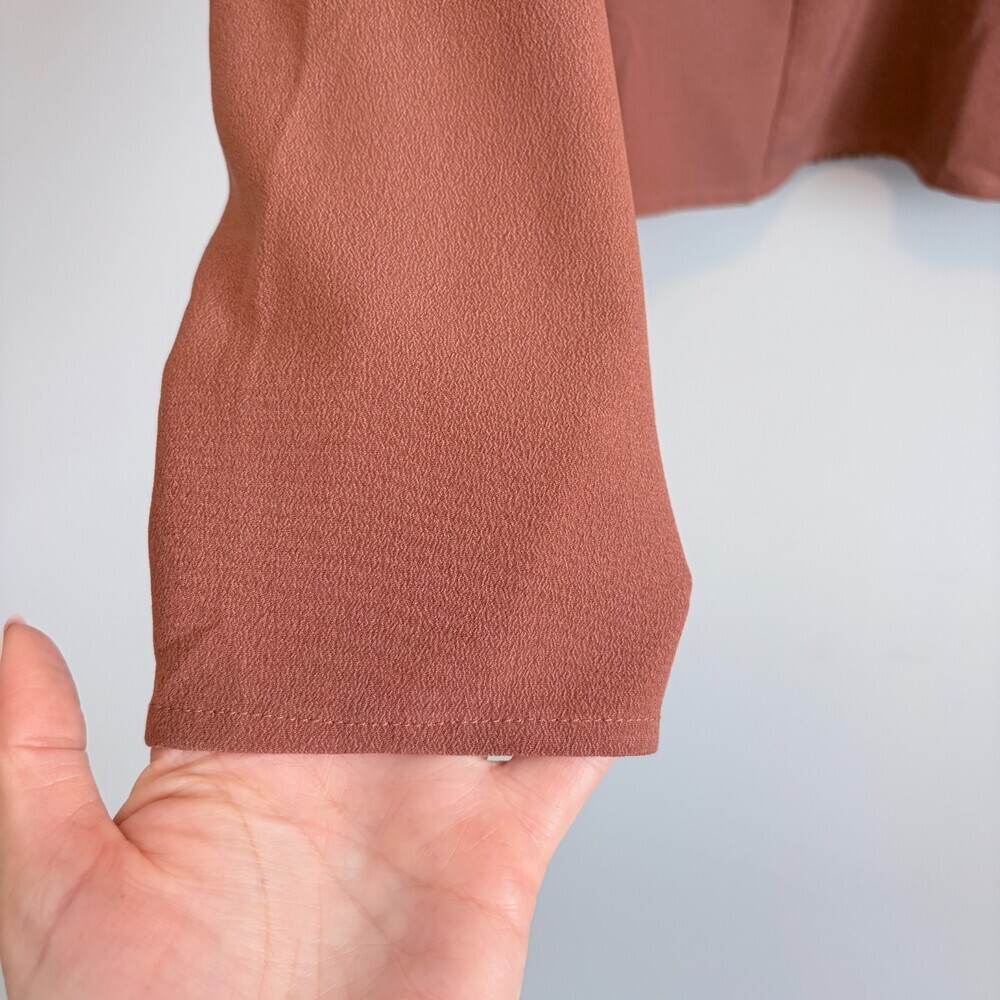 Abercrombie & Fitch Deep V-Neck Top Minimalistic Baby Doll Vibe Brown Women's S - Picture 4 of 8